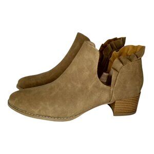 Brand New Size 11 Tan and Ruffles Booties Boots Never Worn, Cute!!